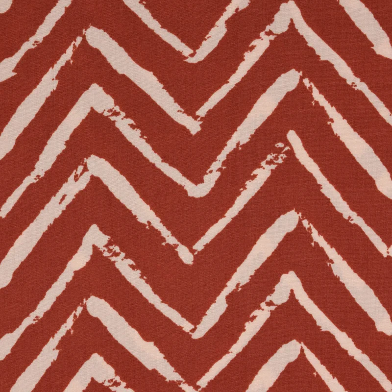 Zertifiziert Viskosestoff Bekleidungsstoff Radiance Chevronmuster ZIG ZAG rostrot beige 1,40m Breite