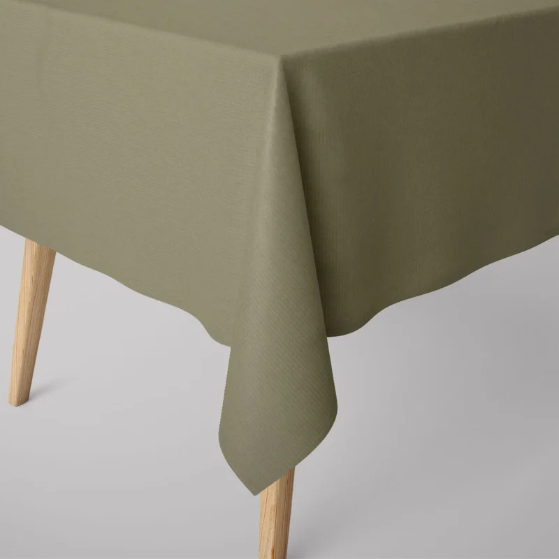 Zertifiziert SCHÖNER LEBEN. Tischdecke Waffelrelief Kästchenstruktur uni khaki-grün verschiedene Größen