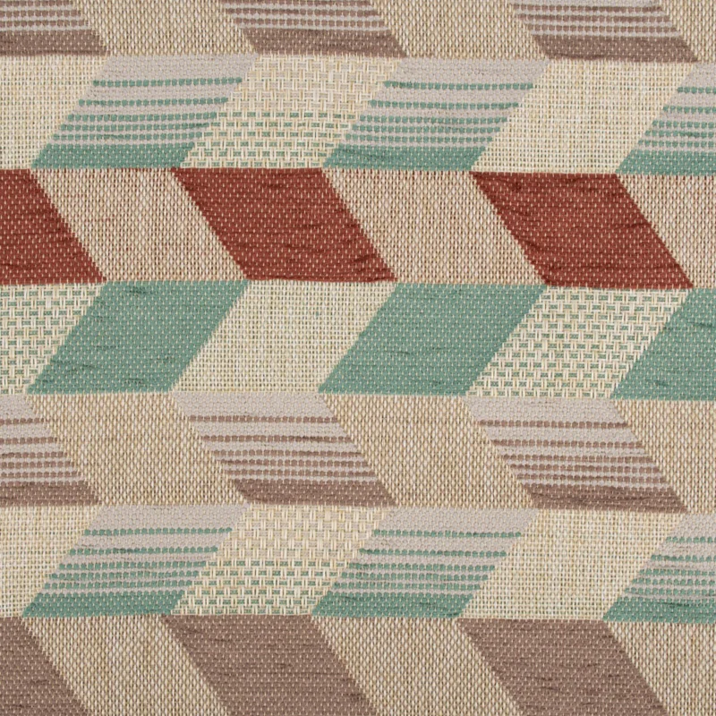 Echt Polsterstoff Dekostoff Jacquard Flachgewebe Mira Rechtecke schräg beige mint terra 1,40m Breite