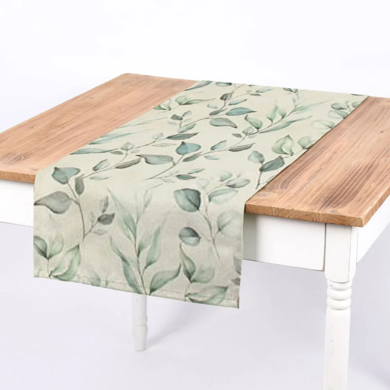 SCHÖNER LEBEN. Tischläufer Outdoor Plant Lover Blätterzweige Aquarell mint grün 40x160cm Jetzt Kaufen