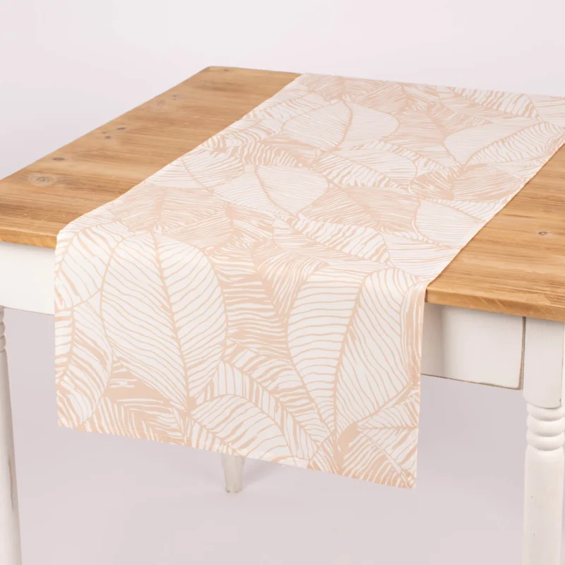 Kracherpreis Tischläufer Roja Laub Blätter beige weiß 45x150cm