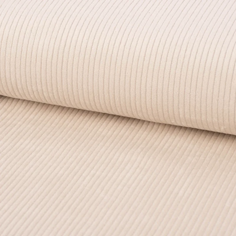 Cord Stoff aus Baumwolle Bekleidungsstoff Dekostoff 4,5W grob vorgewaschen einfarbig helles beige 1,4m Breite Billig