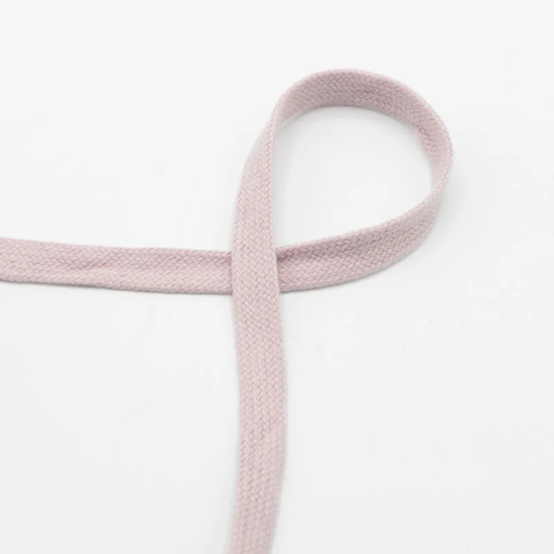 Zertifiziert Flachkordel Baumwolle puder rosa Breite: 1,5cm