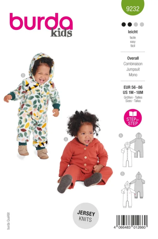 Burda Schnittmuster 9232 Kinder Overall Schnäppchen