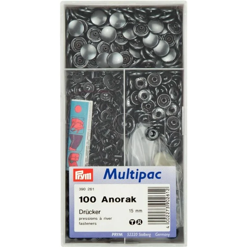 Must-Have Prym Non-sew fasteners ANORAK brass 15 mm black oxidized (100 pcs)