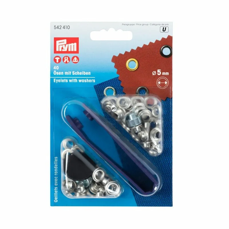 Zertifiziert Prym Eyelets and Washers brass4.0 mm silver col (40 pcs)