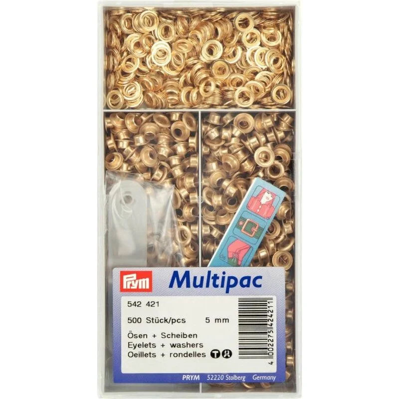 Prym Occhielli con rondelle ottone 5,0 mm goldfarbig (500 pezzi) Zertifiziert