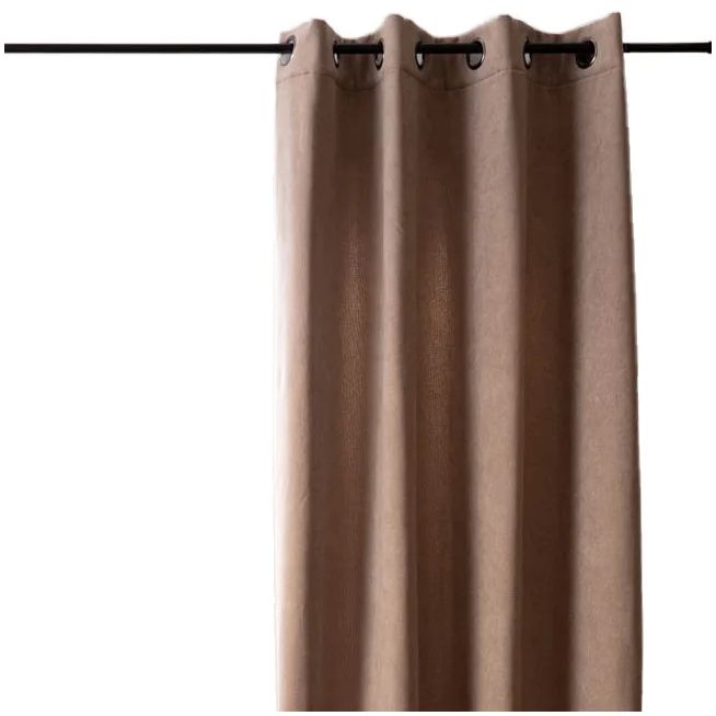 Zertifiziert 3-in-1 Thermovorhang Dim-Out Akustik mit Ösenaufhängung uni braun strukturiert 140x260cm
