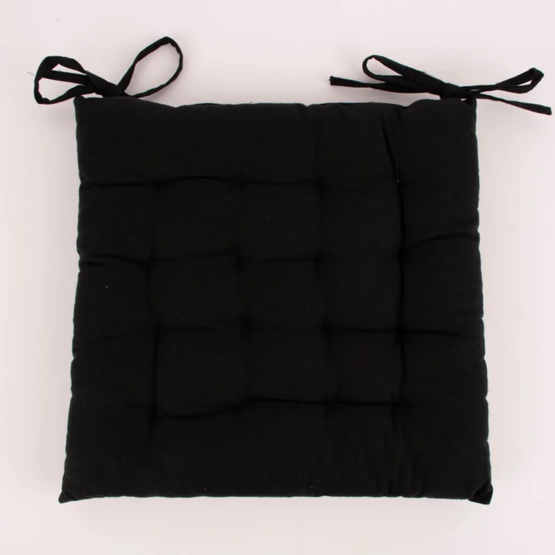 Neu Im Sortiment Stuhlkissen aus Baumwolle mit Binderbändern einfarbig schwarz 38x38cm