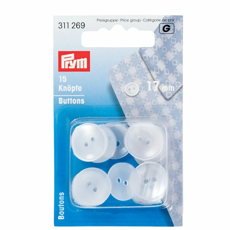 Preisknaller Prym Kittel-/Schlafanzugknöpfe plastico 17 mm perlmutt (15 pezzi)