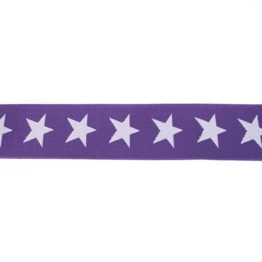 Zertifiziert Gummiband mit gewebtem Stern, zweifarbig, 40 mm, violett