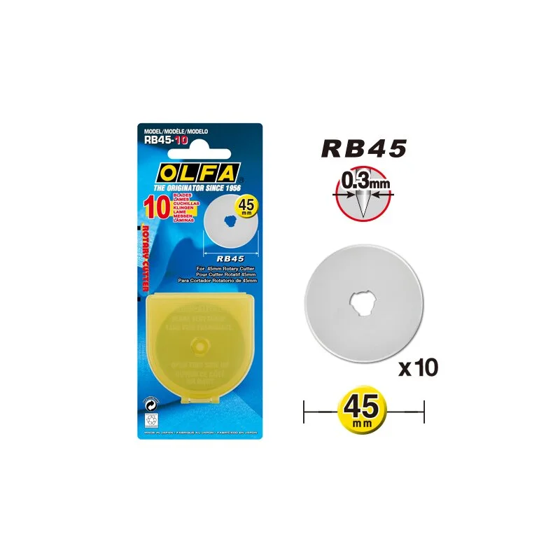 Neue Ware OLFA® Tungsten Tool Steel Rotary Blade 45 mm (RB45-10) (Pack Of 10)
