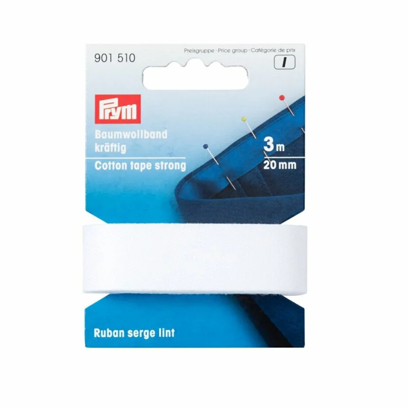 Heißes Angebot Prym Cotton tape strong 20 mm white (3 m)