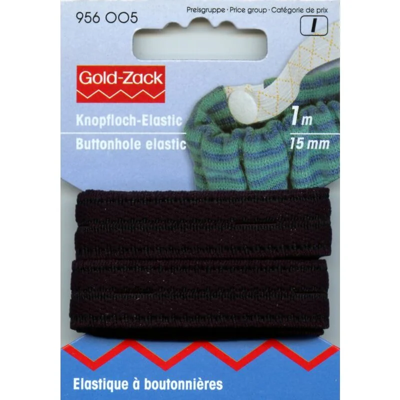 Prym Knopfloch-Elastic Veloursband 15 mm nero (1 m) Sonderangebot