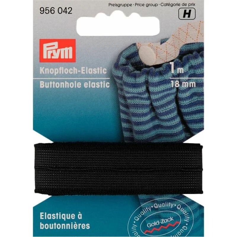 Prym Knopfloch-Elastic glattes Band 18 mm schwarz (1 m) Versand Am Gleichen Tag