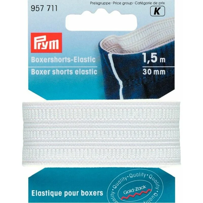 Zertifiziert Prym Boxershorts-Elastic 30 mm rohweiß (1,5 m)