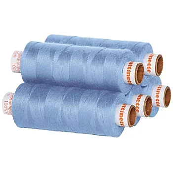 Zertifiziert buttinette Universal-Nähgarn, Stärke: 100, 5er-Pack, eisblau