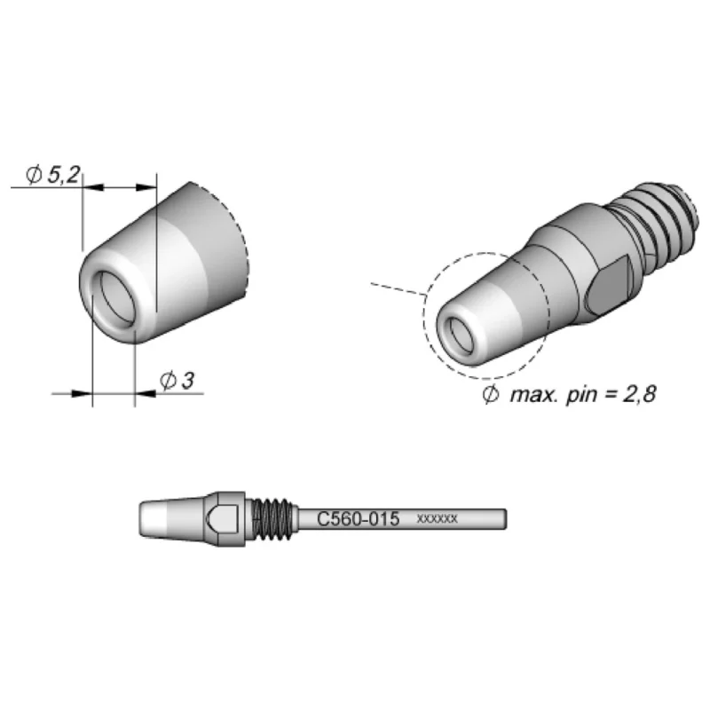 JBC Entlötspitze Serie C560, C560015/Ø 3,0 mm, 5,2 mm, Pincleaning Sichere Zahlung