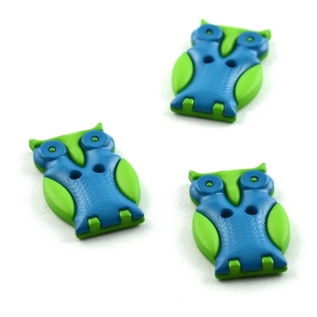 Kinderknopf schlaue Eule 25 mm grün / blau von Dill Top-Seller