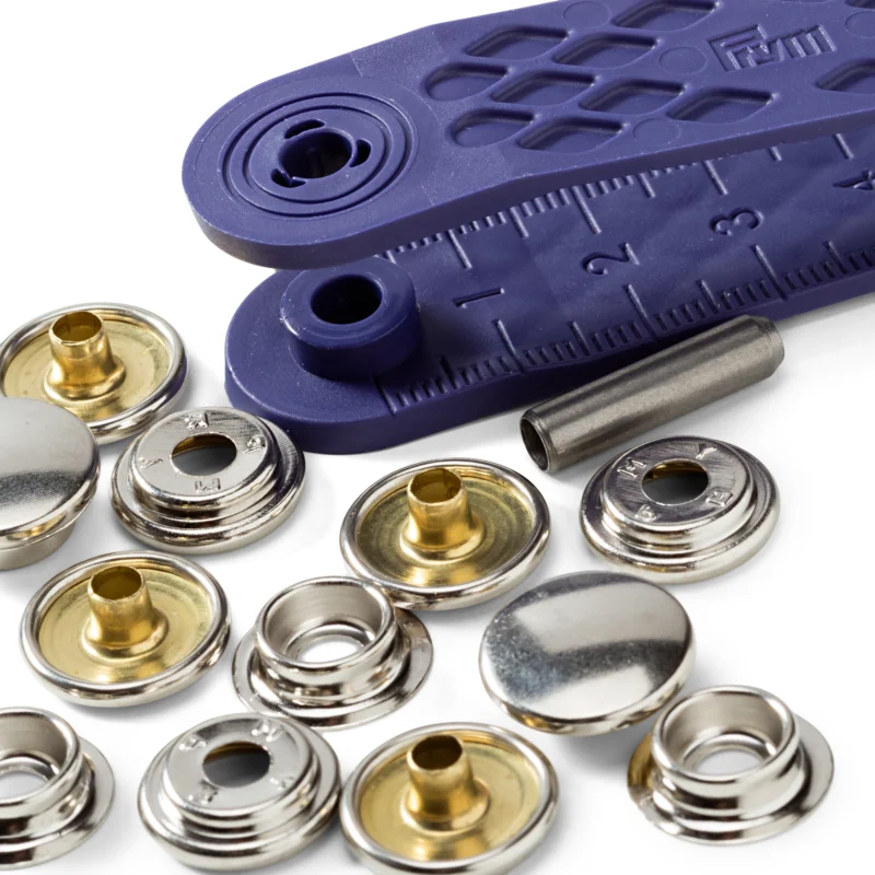 Neu Nähfrei-Druckknöpfe mit Werkzeug 15 mm silberfarbig 10 St