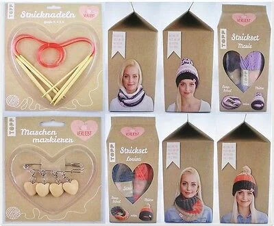 TOPP Wollverliebt Strick-Set, Maschenmarkierer, Rundstricknadel-Set zur Auswahl Neu