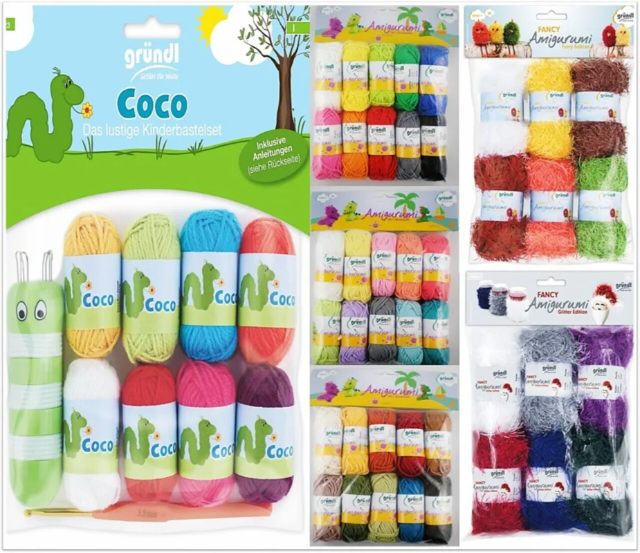 Zertifiziert Gründl Amigurumi Garn Set / Coco (Strickliesel) - Das lustige Kinderbastel-Set