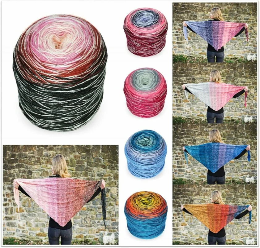 Rellana Regenbogen Merino Mouliné, 200g Bobbelwolle mit Farbverlauf, 4-fädig Gratis Versand