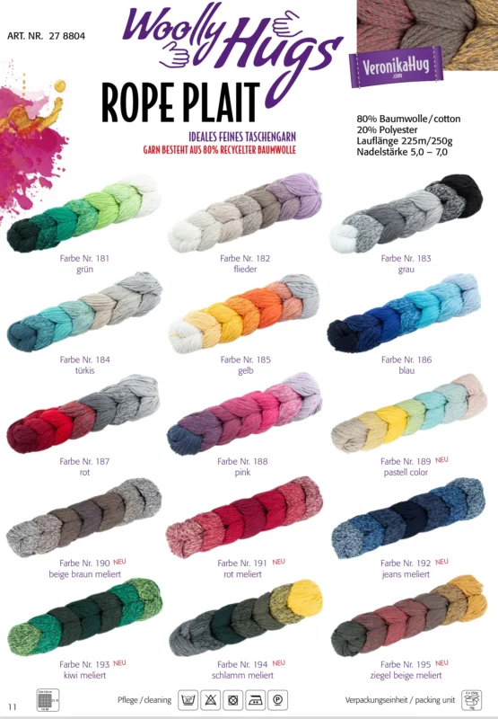 Woolly Hugs Rope Plait, 250g Zopf Kostenfreie Lieferung