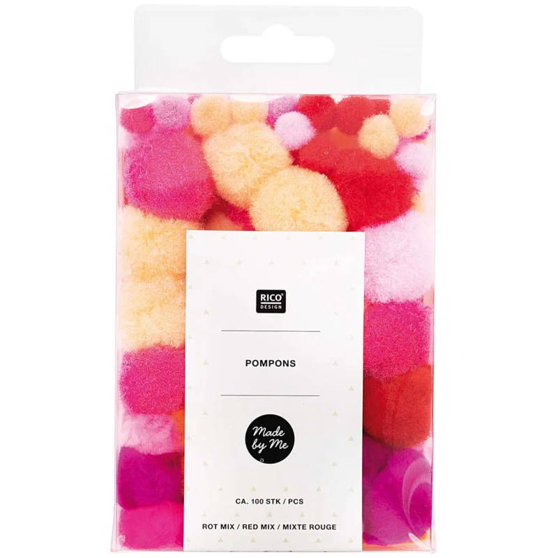 Zertifiziert Rico Pompons Rot-Mix (No. 08758.00.62)