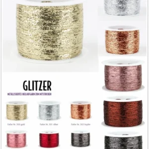 Woolly Hug´s Glitzer, metallisiertes Beilaufgarn zum Mitstricken & Mithäkeln Preisknaller