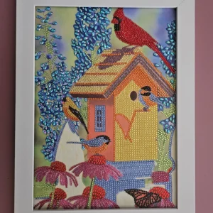 Zertifiziert Deko Diamond Painting Bild (fertig) mit Vogelhäuschen, handmade