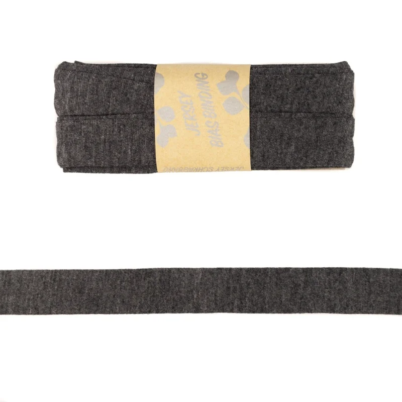 dehnbares Viskose Schrägband/Einfassband | 40 / 20mm | 3m | 187165 | anthrazit melange Neue Ware