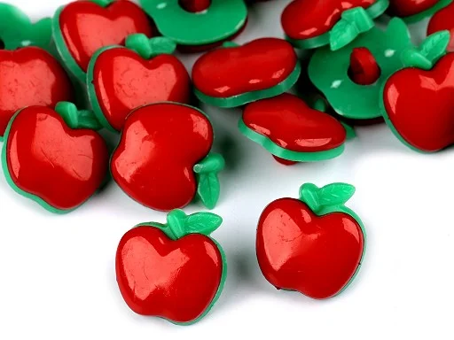 Schnäppchen 5 Knöpfe | Kunststoff | Apfel | rot | 18mm | zusammengesteckt