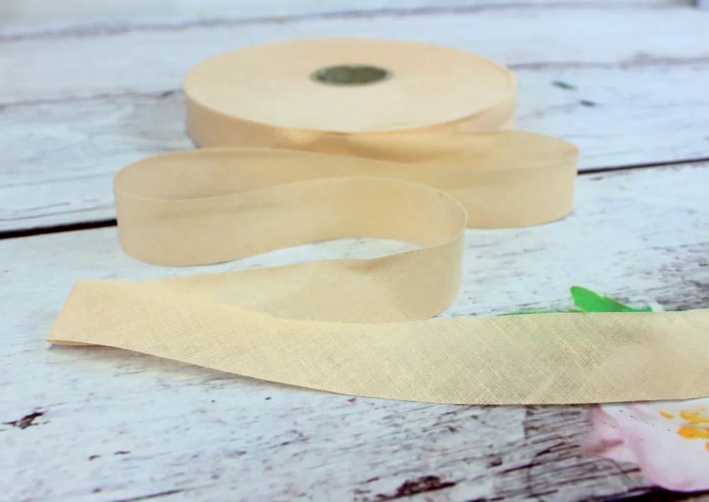 3m Baumwoll - Schrägband | ungefalzt | puder | 2,5cm Sale