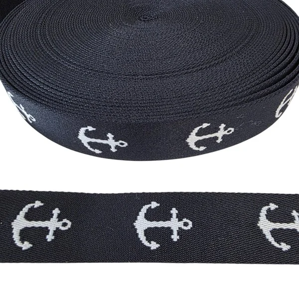 Polycotton - Gurtband - Anker - - beidseitig - navy/weiss - 40mm Jetzt Bestellen