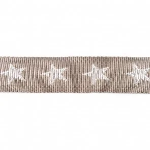 Zertifiziert Gurtband - PP "STERNE" - 40 mm - grau
