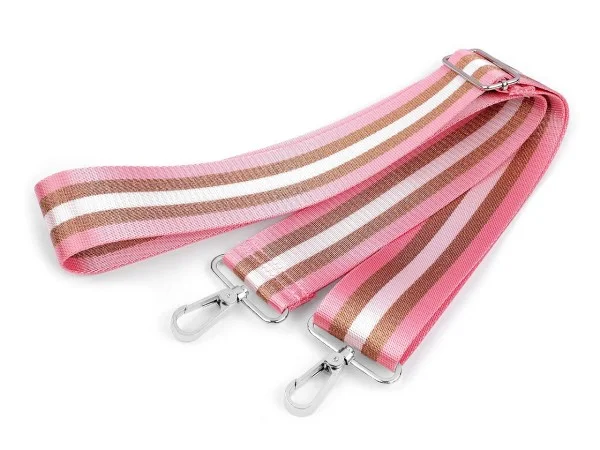 Wochenendangebot fertiger Taschengurt - rosa/kupfer mit Lurex - silberfarben - 50 mm