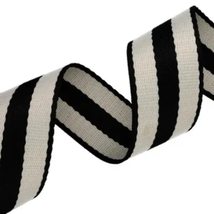 Zertifiziert Gurtband 38 mm - Streifen weiss/schwarz