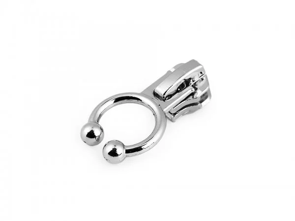 Zipper Ring mit Kugeln silberfarben für Spiralreißverschlüsse 5mm Markenware