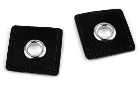 Heißes Angebot Ösen-Patches aus Kunstleder 30x30 mm - schwarz (2 Stück)