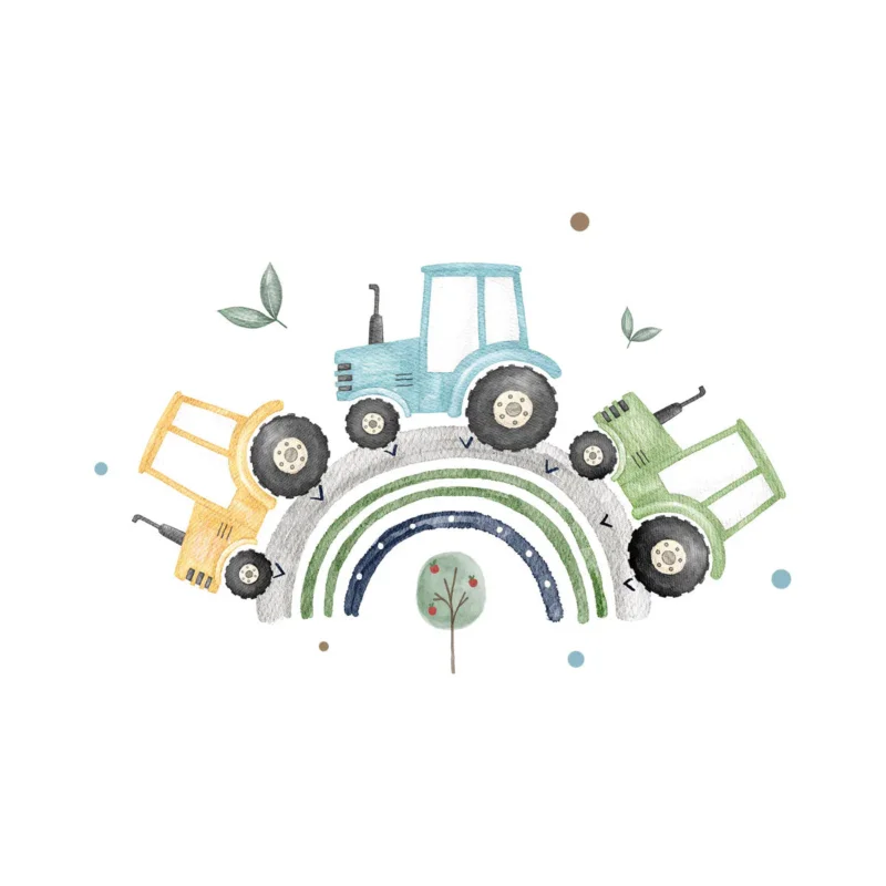 Preiswert Glassticker Regenbogen Traktor blau Größe M