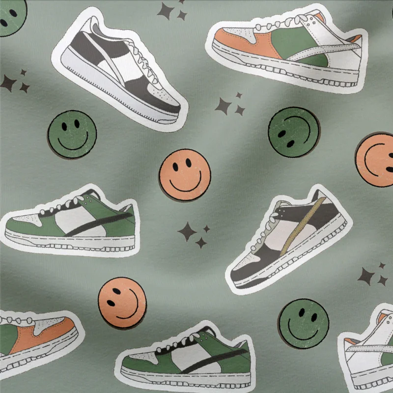 Zertifiziert French Terry Sneaker Fun Grün 3273 (Bio)